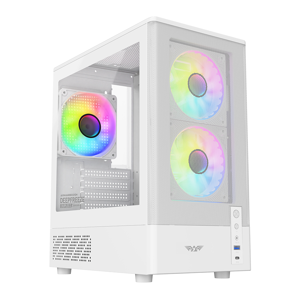 Armaggeddon Gaming Case M-ATX DEEPFREEZE DUPLEX 2 White 3x ARGB Fans