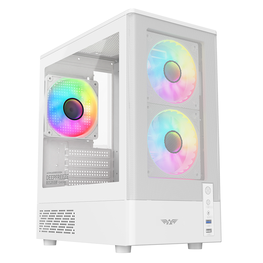Armaggeddon Gaming Case M-ATX DEEPFREEZE DUPLEX 2 CHROMA White (3x Chroma Fans)