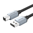 Vention IT Cable USB-A 2.0 to USB-B Printer Braided 3.0m Aluminium Grey CTTHI