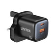 Unitek Charge Wall GaN 20W USBCx1 & USBAx1 UK P1128 Black