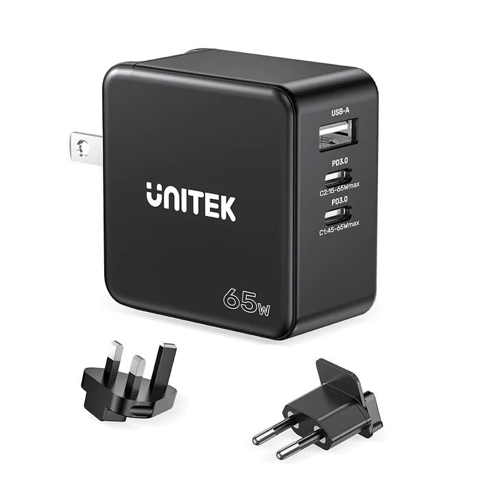 Unitek Charge Wall 65W 4in1 GaN Charger Black P1117B