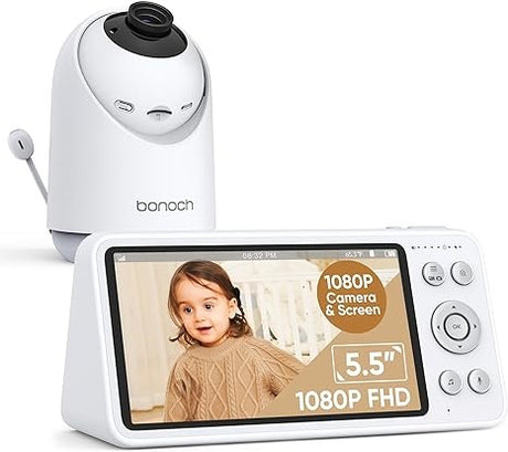 Bonoch BBM04 Portable Baby Monitor 5.5'' 1080p PTZ Camera & Local Storage No WiFi