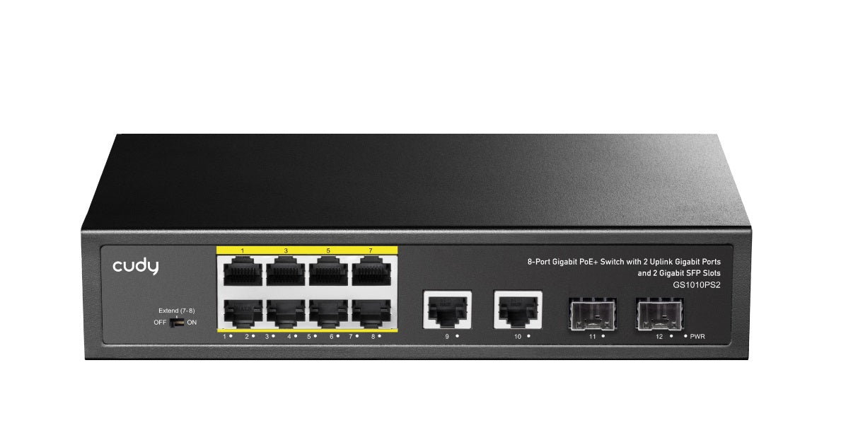 Cudy Switch PoE Gigabit 8PoE + 2GbE + 2SFP Uplink 120W GS1010PS2
