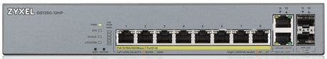 Zyxel 12-Port Gigabit PoE Cloud Managed Switch, 8 x PoE 130W CCTV GS1350-12HP