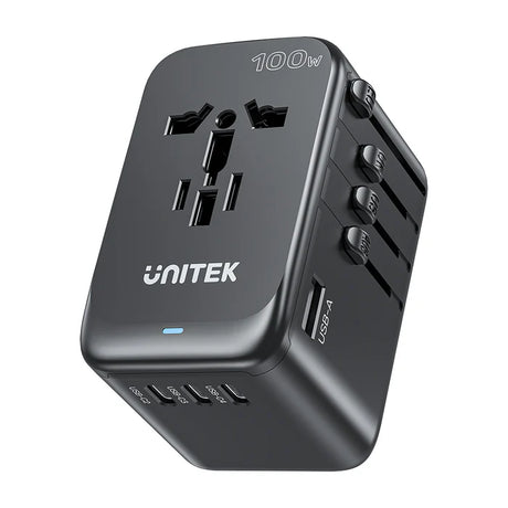 Unitek World Travel Adapter & 100W Charger EU/UK/US 4xUSBC+1xUSBA P1123A