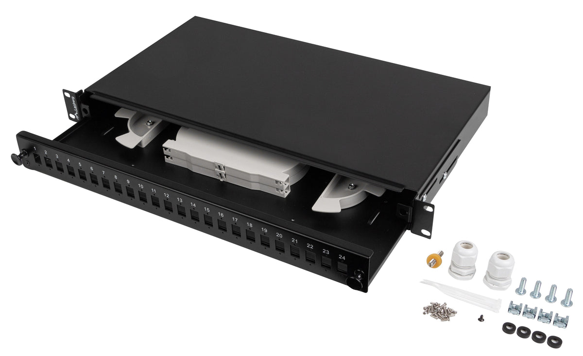 Lanberg Fiber Optic ODF for 24xSC Simplex or 24xLC Duplex Adapters R/M Metal Black