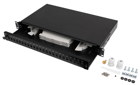 Lanberg Fiber Optic ODF for 24xSC Simplex or 24xLC Duplex Adapters R/M Metal Black