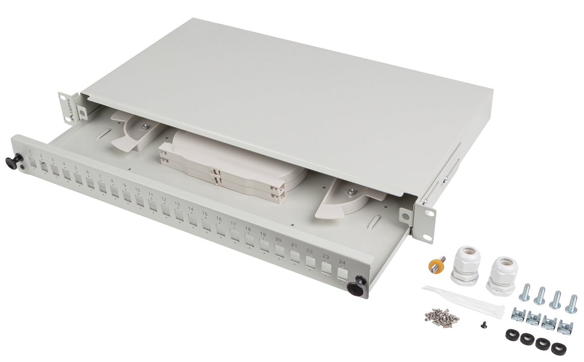 Lanberg Fiber Optic ODF for 24xSC Simplex or 24xLC Duplex Adapters R/M Metal Grey