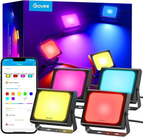 Govee Outdoor LED RGBICWW Smart Flood Lights (4pack) H7060