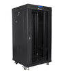 Lanberg Free Standing Cabinet 19'' with Glass Door 22U 60cm Ventilation Panel with LCD, 2 Fans & Thermostat Black (not assembled)