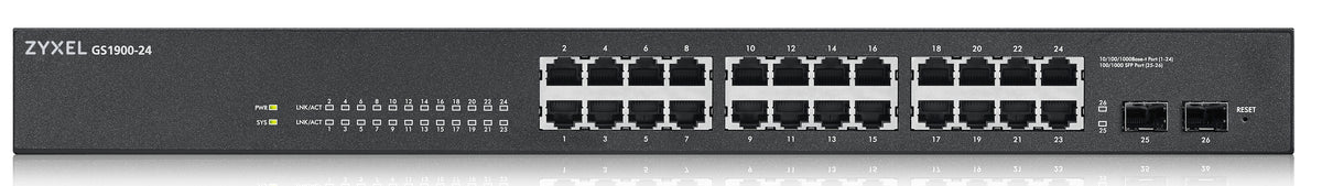 Zyxel Switch Gigabit Ethernet Managed 24-Port + 2SFP GS1900-24 UK Plug