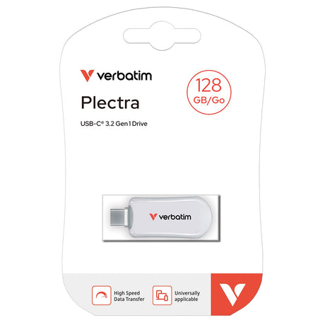 Verbatim USB Drive 3.2 PLECTRA USB-C 128GB White