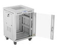 Lanberg Free Standing Cabinet 19'' with Glass Door 15U 60cm Ventilation Panel with LCD, 2 Fans & Thermostat Grey (not assebled)