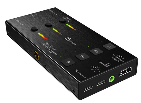 j5create Capture Card Dual HDMI to USB-C/A 1080p 3.5mm/DSLR/PD Windows/Android JVA06