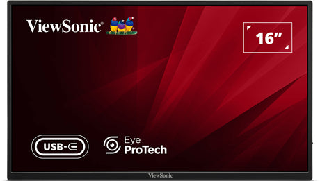 Viewsonic Monitor Portable 16" Full-HD with USB-C/HDMI, PD, Foldable Stand & Protective Sleeve VA1650
