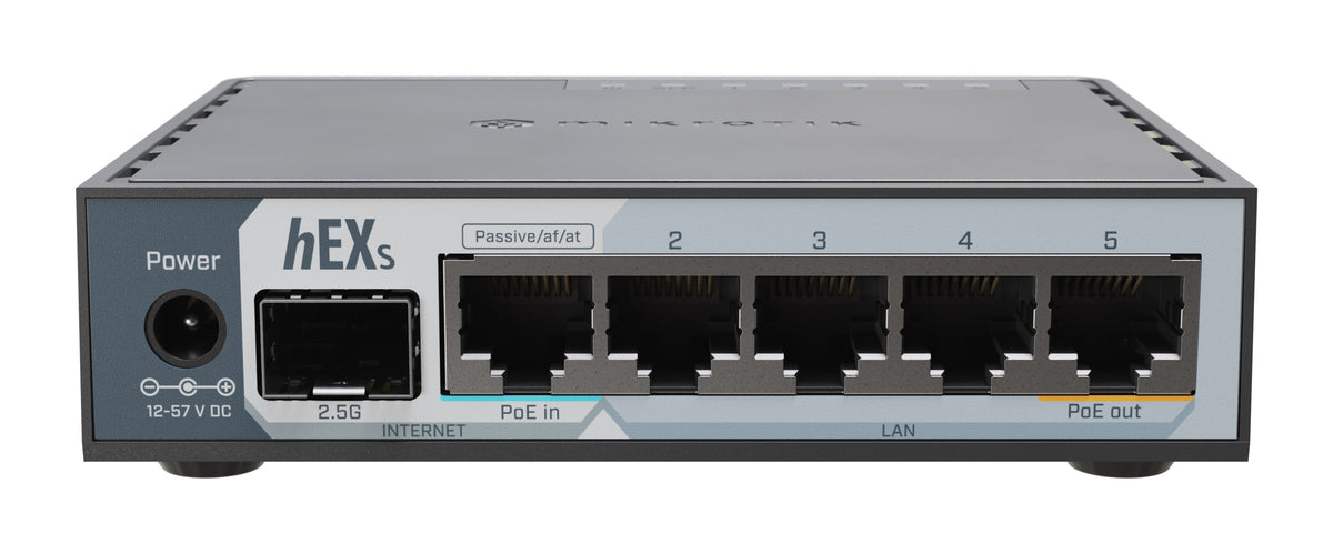 MikroTik Router Wired hEX S 5xGbE/2.5G SFP/PoE Out/USB E60iUGS
