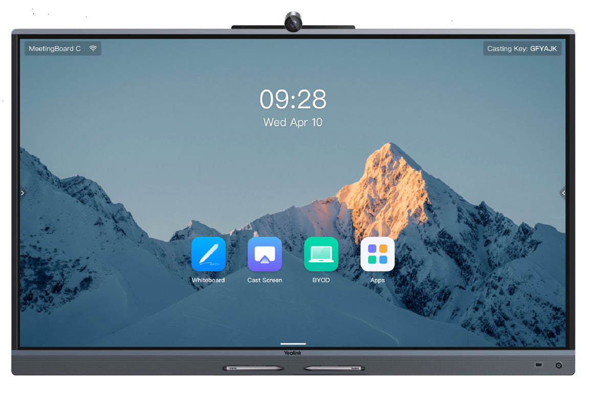 Yealink Interactive Display MeetingBoard C 65" 4K Android 15 GooglePlay BYOM Video Conferencing 50MP AI Camera 8-Mic Array MB65C-EDLA