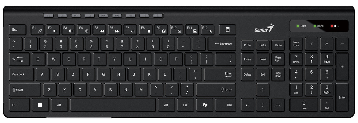 Genius Keyboard Wireless AI Chocolate Keys + 8 Hot Keys SlimStar 7230 English
