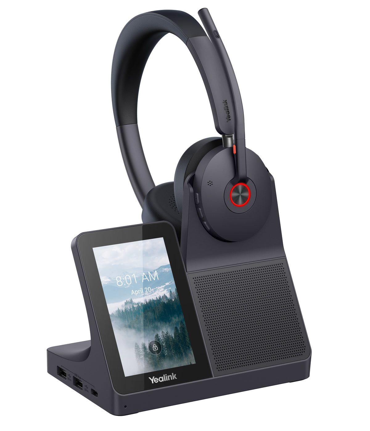 Yealink Headset Wireless Dual-Mode DECT/Bluetooth 4-Mic NC with ANC & Basestation WH68 Workstation Teams