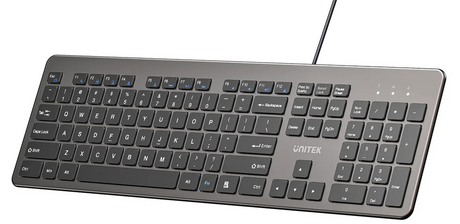 Unitek Keyboard Wired 104K USB-A English SlimTap T052 Space Grey