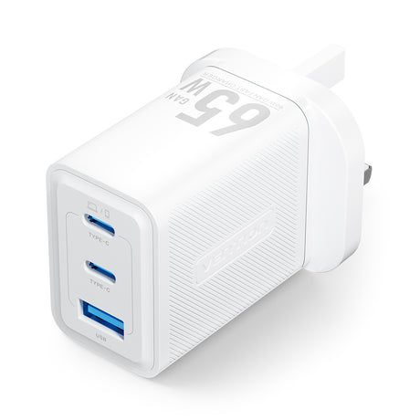 Vention Charger Wall GaN 65W 2xUSBC 1xUSBA White FERW0-UK