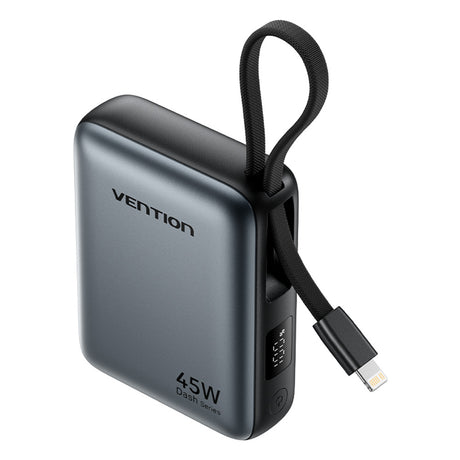 Vention Powerbank 10000mAh 45W Built-in USB-C & Lightning Cables FKMH0 Grey