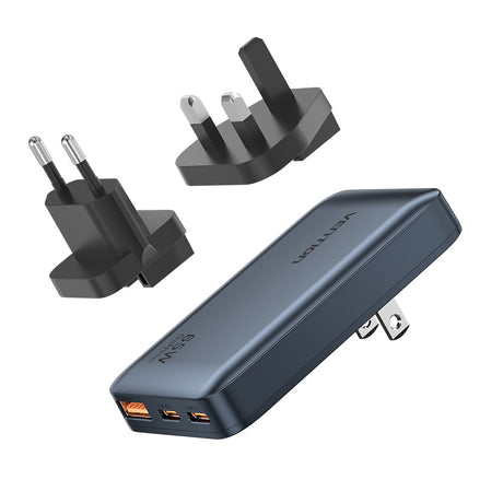 Vention Charger Wall GaN 65W 2xUSBC 1xUSBA Ultra Slim UK/EU/US FCBH0