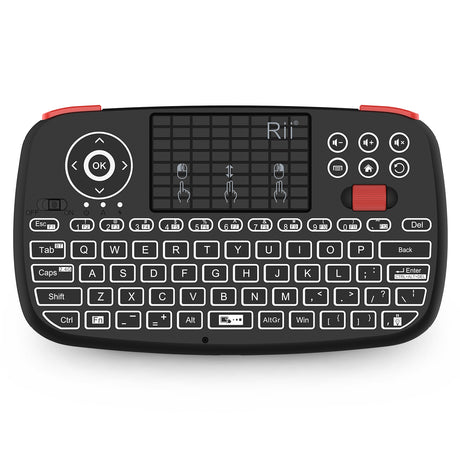 Rii Mini Keyboard Wireless 2.4GHz & Bluetooth with Touchpad, Scrollwheel, Media & L/R Keys i4