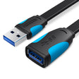 Vention IT Cable USB-A 3.0 M-F Extension Flat 1.5m Black VAS-A13-B150