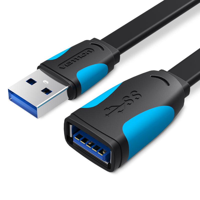 Vention IT Cable USB-A 3.0 M-F Extension Flat 1.5m Black VAS-A13-B150