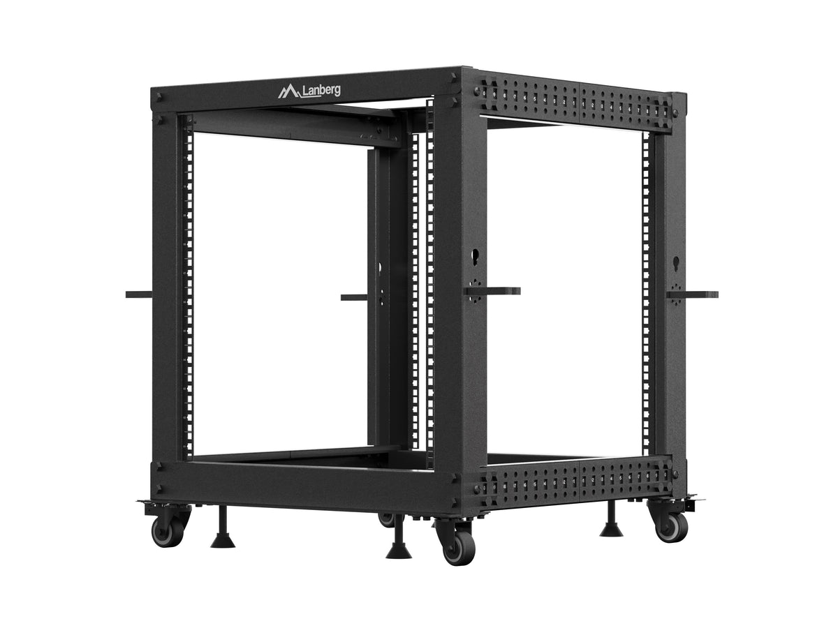 Lanberg Open Rack 19" 12U Adj.Depth 600-1000mm Black