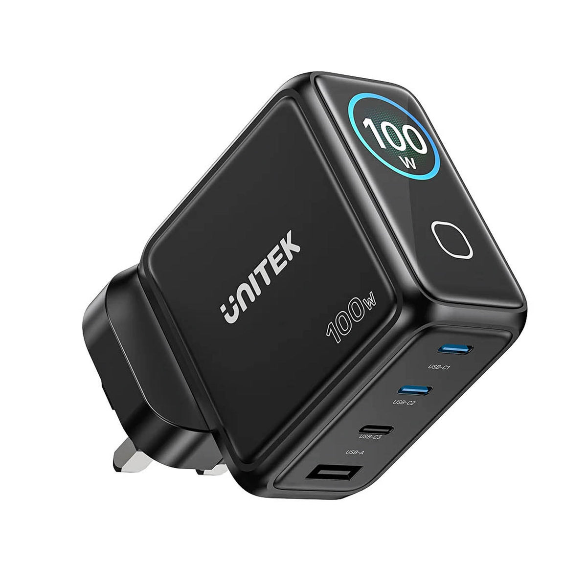 Unitek Charge Wall GaN 100W USBCx3 USBAx1 UK P1131 Black