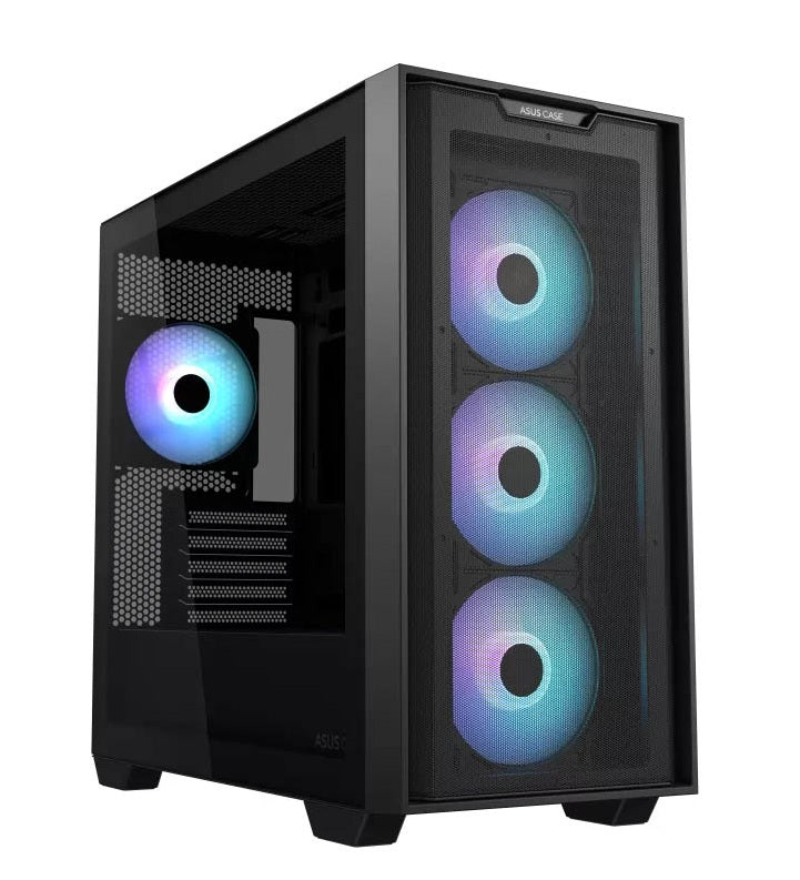 ASUS PC Case Gaming mATX Mesh Front Panel Tempered Glass Side Window 4x Pre-Installed ARGB Fans A21 PLUS Black