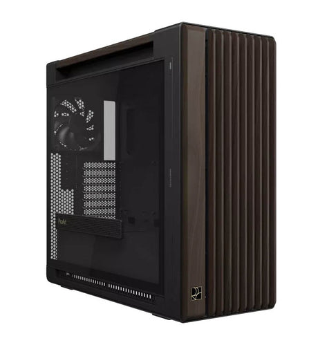 ASUS PC Case ProArt ATX Walnut Wood Front Panel Tempered Glass Side Panel 3x Pre-Installed Fans IR Dust Indicator Type-C PA602 Wood Edition Modern Black TG