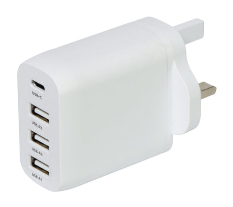 Mercury POWER Wall Charger 35W 3xUSBA 1xUSBC White 421.724UK