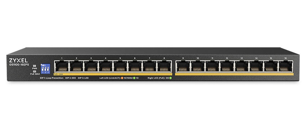 Zyxel Switch PoE Gigabit 16PoE 135W GS1100-16EPS UK Plug