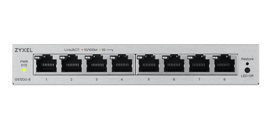 Zyxel Switch Gigabit Ethernet Managed 8-Port Metal UK Plug GS1200-8V3