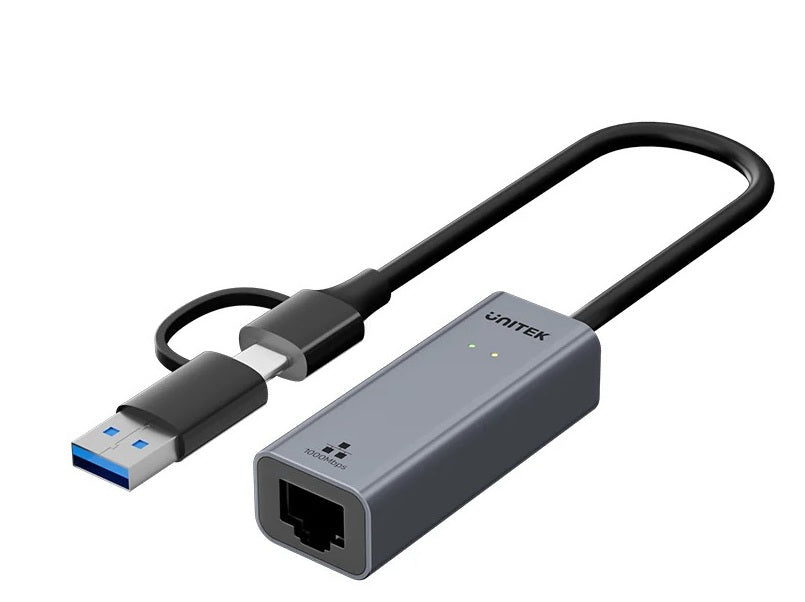 Unitek Converter USB-C to LAN Gigabit Ethernet with USB-A Adaptor Y-3465A