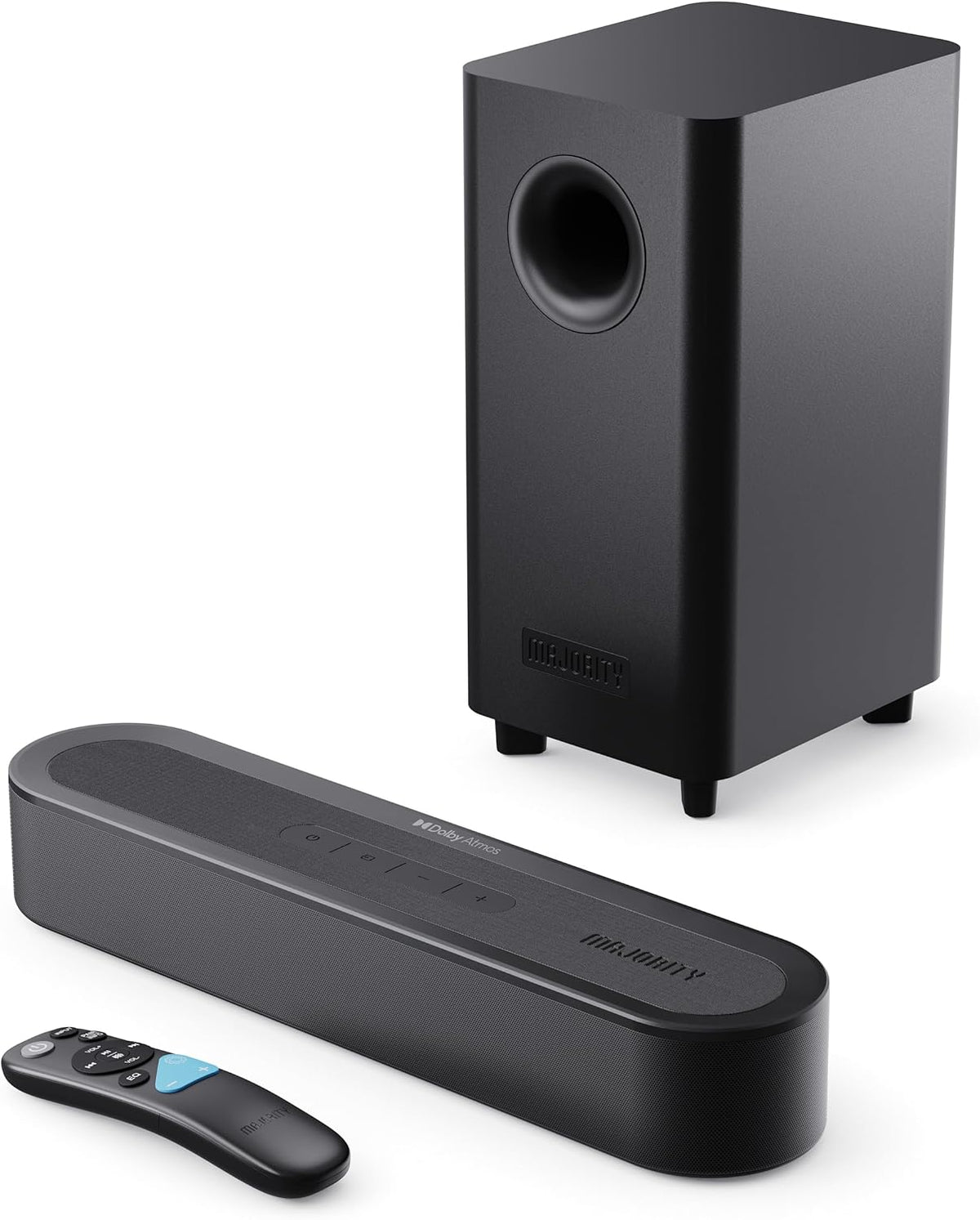 Majority BOWFELL AXIS ATMOS 2.1 200W Soundbar, Wireless Subwoofer, Dolby Atmos, Bluetooth, HDMI ARC/eARC, Optical, USB, DSP, 4K & Dolby Vision Passthrough
