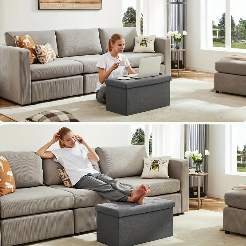 Multi-functional Home Large Size Storage Box Three-seat Storage Stool