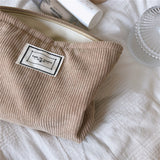 Creamy Beige Brown Camel Makeup Bag