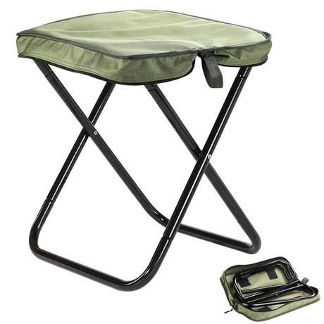 Spisces Camping Stool 16" Foldable Stool Lightweight Aluminum Alloy Frame with Thicked Cushion- Integrated Storage Bag in Stool Top for Ultimate Convenience
