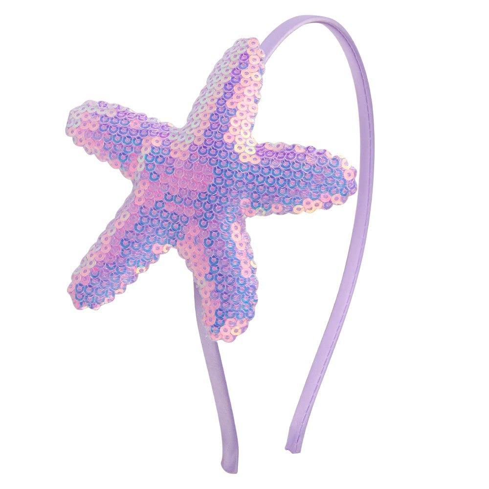 Totelux Starfish Headband Sequins Star Hair Band for Women Girls Hair Accessories Birthday Wedding Party Supplies (Light Purple)
