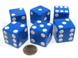 Koplow Games Set of 6 D6 25mm Large Opaque Jumbo Dice - Blue with White Pip