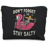 RYYCDOI Stay Salty Summer Beach Makeup Bags for Women Beach Vacation Gifts Beach Cosmetic Bag Beach Gifts for Women Friends Gifts for a Beach Lovers Funny Skeleton Goth Makeup Pouch