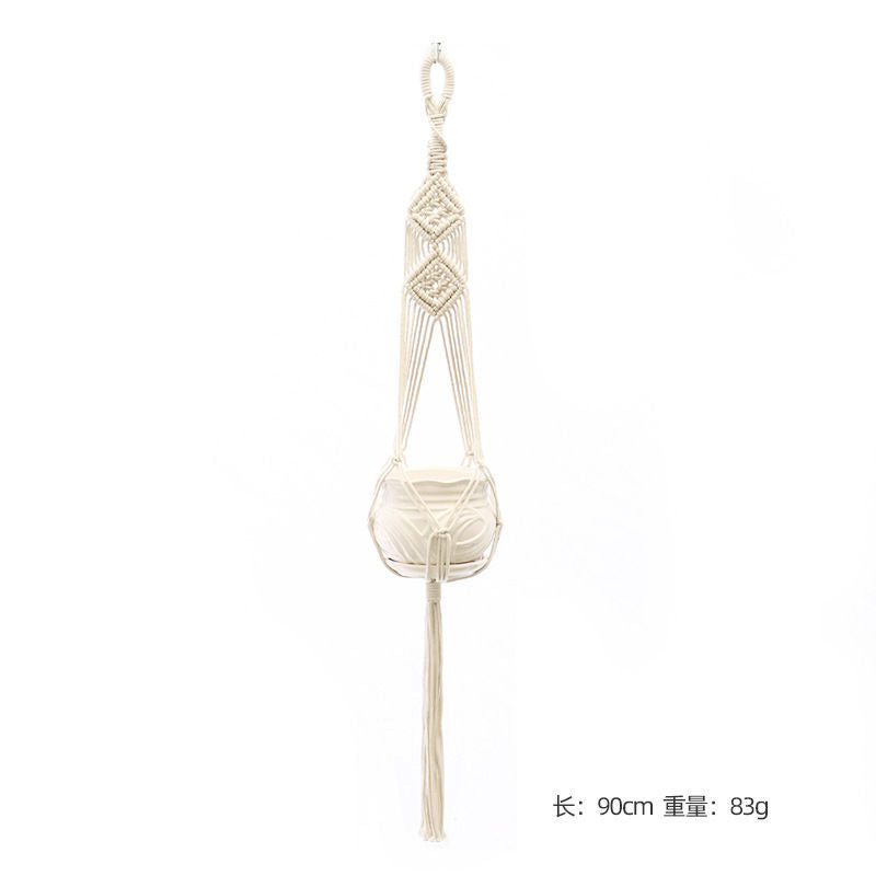 Handwoven Cotton Rope Hanging Planter Basket