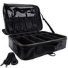 Oewoer PU Leather Professional Makeup Case 16 Inches Large Travel Makeup Bag Organizer with Shoulder Strap（L-Black Crocodile）