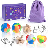 Femicgal Brain Teaser Puzzles for Adults and Kids 10Pcs Puzzle Games Set 3D Wooden Plastic Metal Puzzle Unlock Interlock Mind Brain Games IQ Test Educational Toy