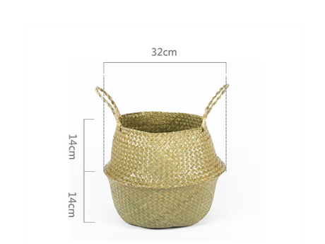 Foldable Natural Sea Grass Storage Basket for Home