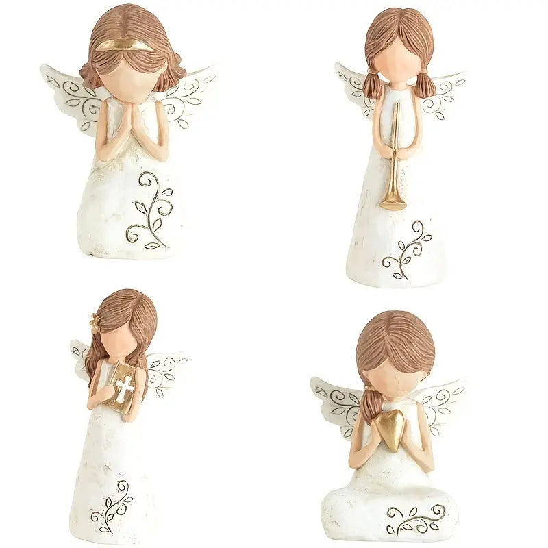 Resin Angel Ornaments Holding Heart for Home Decor